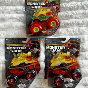 3 Monster Jam RARE | Dragon CHASE & 2 Wreck Deck CHASE